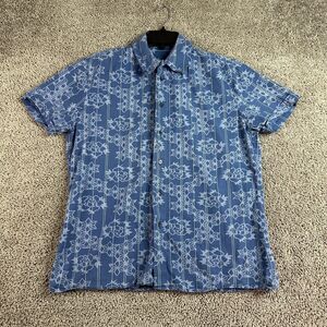 Versus Shirt Mens Large Blue Abstract Hawaiian Geometric Short Sleeve Casual